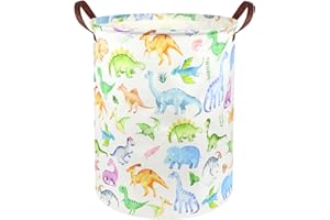 FXOCSHE Large Storage Basket,Dinosaur Baby Hamper,Collapsible Canvas Waterproof Coating Boys hamper for Storage Bin Toy Bins,Kids Room,Boys Room Decor,Toys Nursery Gift Basket,Room Decor(Dinosaur)