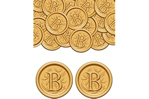 KKJCXY Wax Seal Stickers B, 50Pcs Gold Wax Seal Stickers Self Adhesive Letter Wax Stickers for Wedding Party Birthday Invitations Envelope Seals Christmas Gift Wrap Decoration