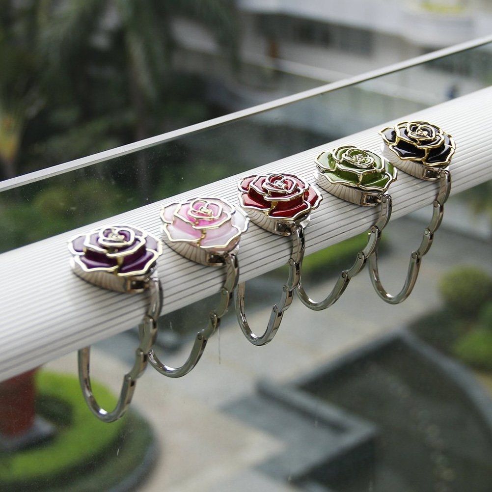 con gancio a forma di fiore rosa colore: viola LEORX pieghevole per borsa  porta-Gancio porta borsa da tavolo Archivio ufficio e accessori per  scrivania urban-earth.co.uk