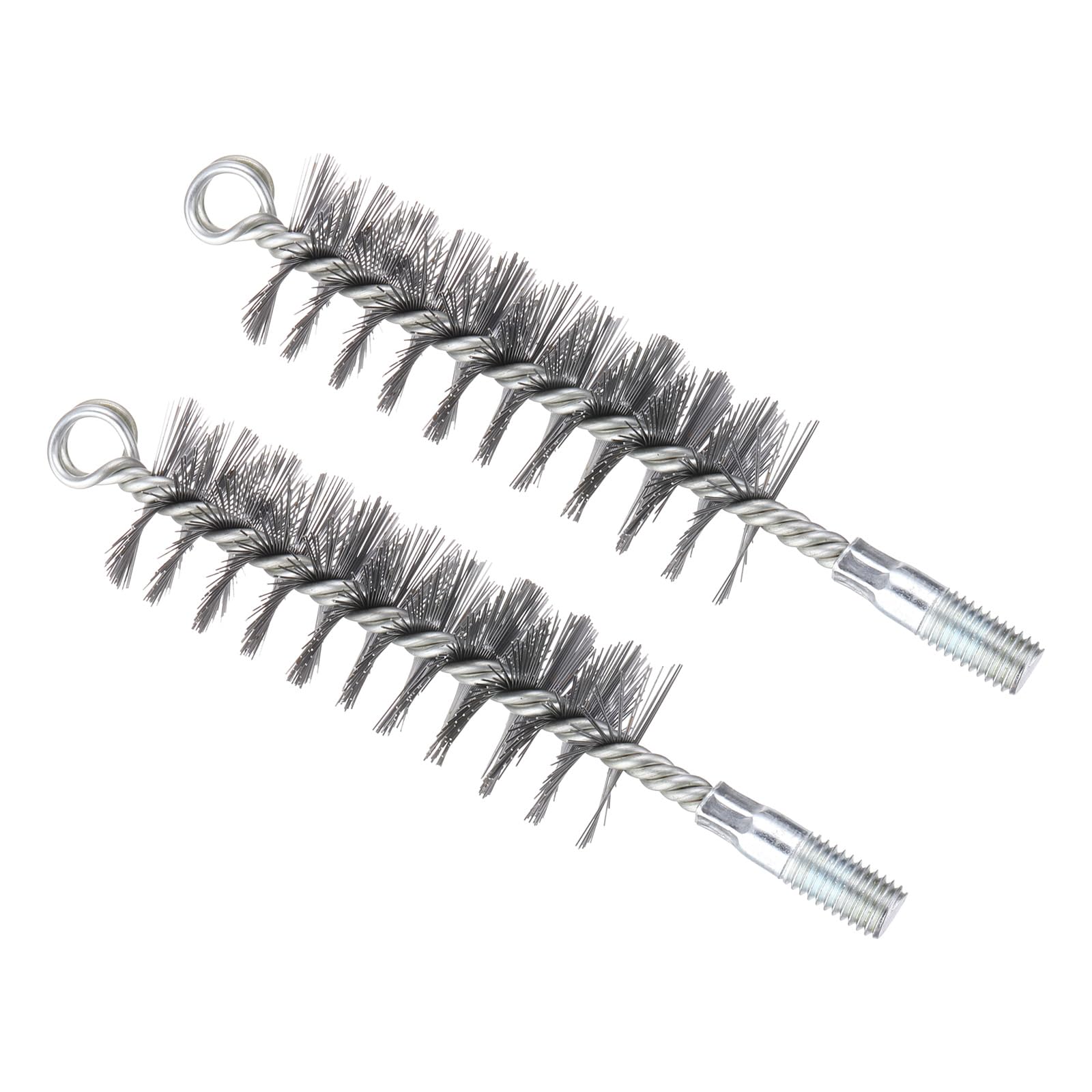 PATIKIL 40mm Dia Bore Brush, 2Pcs Stainless Steel Twisted Wire Cleaning Brush Round Cylinder Pipe Cleaner with 12mm Spiral Shank for Tubes, Ports, Bearings, Drill Driver, Silver Tone