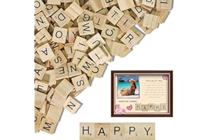 RTUDOPUYT 400 PCs Wood Letter Tiles for Crafts,Letters for Crafts,DIY Wood Gift Decoration - Making Alphabet Coasters Spelling Wooden Tile Game