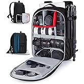 BAGSMART Camera Bag for DSLR, Waterproof Camera Backpacks for Photographers, Camera Case with Laptop Compartment-15.6" Black