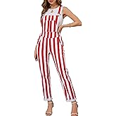 Bindefon Overalls for Women Fashion Jumpsuits Striped Pants Printed Bibs Coveralls White Elephant Gifts