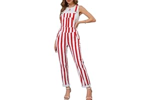 Bindefon Overalls for Women Fashion Jumpsuits Striped Pants Printed Bibs Coveralls White Elephant Gifts