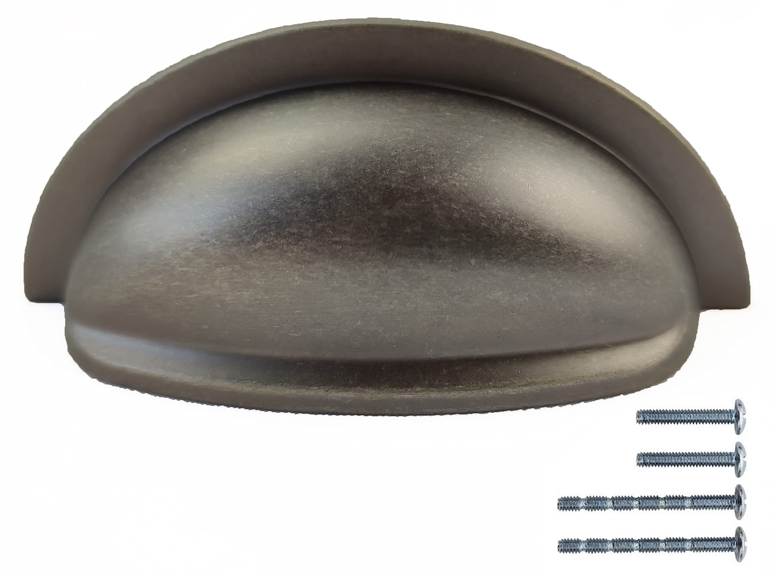 Set of 6 Cup Handles for Kitchen Cabinets & Drawers | Vintage Shell Design in Antique Pewter | 76mm Between Fixings | Chrome, Pewter, Satin Nickel Finishes Available (Antique Pewter)