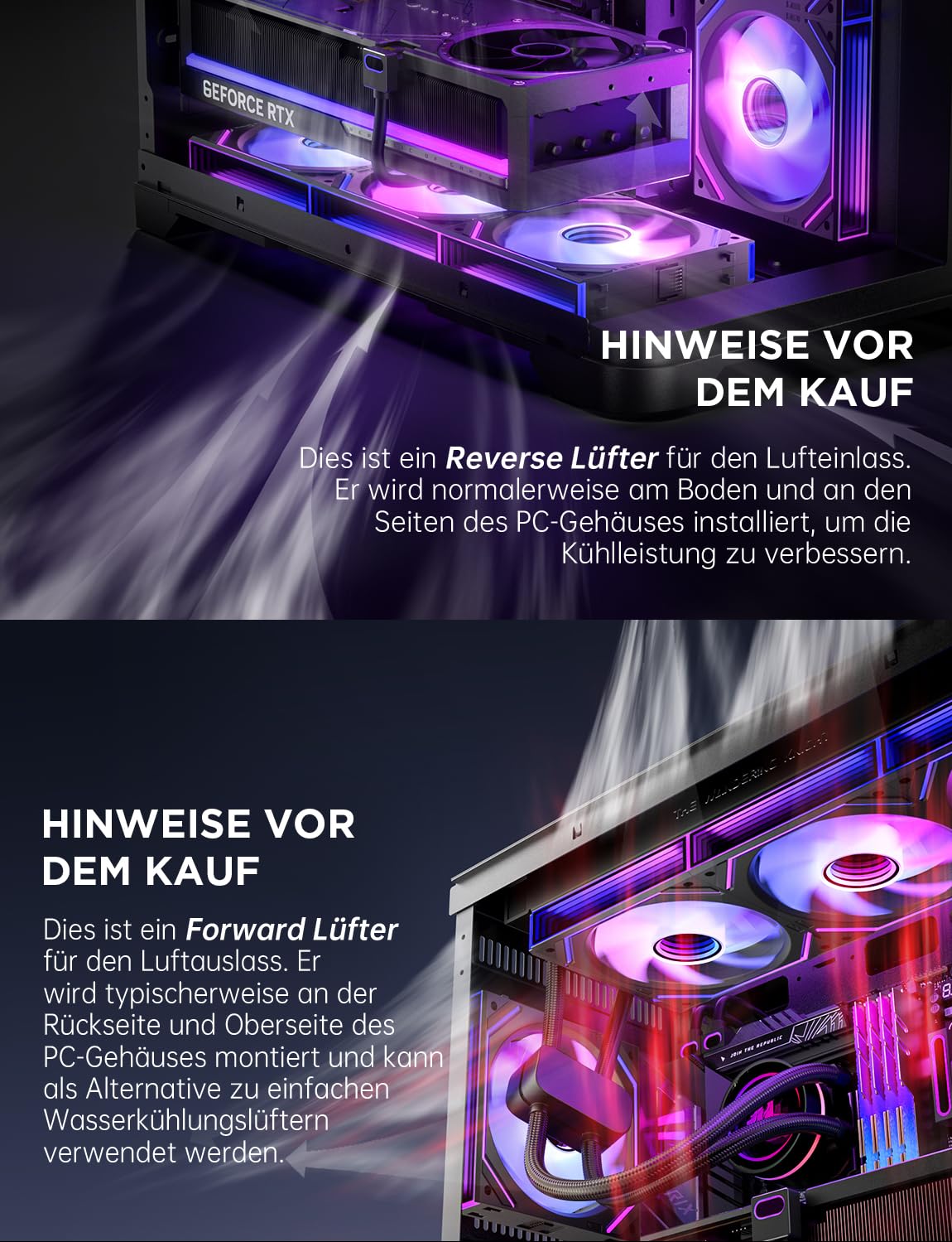 AsiaHorse DAWN Pro RGB PC Lüfter 120MM Reverse Gehäuselüfter 3 Stück, ARGB Daisy Chain PC Lüfter [Infinity Mirror] [HDB] 71 CFM/1850 RPM/2.6MMH2O 4 Pin PWN & 5V 3Pin ARGB für Asus Aura ASRock GIGABYTE 2