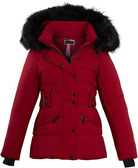 belted padded jacket ladies