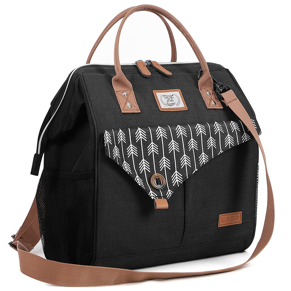 Lekesky Lunch Bags for Women Leakproof Insulated Lunch Box with Adjustable Shoulder Strap Reusable Lunch Cooler Tote Bag for Work, Picnic, Camping, 15L, Black Image Lekesky Lunch Bags for Women Leakproof Insulated Lunch Box with Adjustable Shoulder Strap Reusable Lunch Cooler Tote Bag for Work, Picnic, Camping, 15L, Black Image