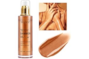 UCANBEMAKEUP Body Shimmer Oil 100ml, Long Lasting Moisturizing Face & Body Luminizer, Waterproof Liquid Illuminator, Shimmer Glitter Oil Highlighter (#04 Golden Brown)