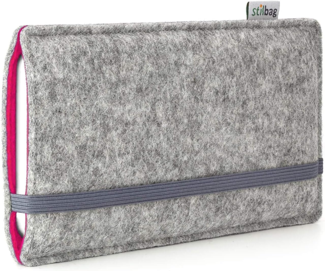 stilbag Felt Pouch 'FINN' for Apple iPhone SE - Colour: grey/pink