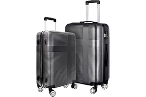 LUMINATERY Hardshell Luggage Set 2 Piece with Spinner Wheels, Large ABS Checked Luggage with TSA Lock, Black (24/28 Inches)