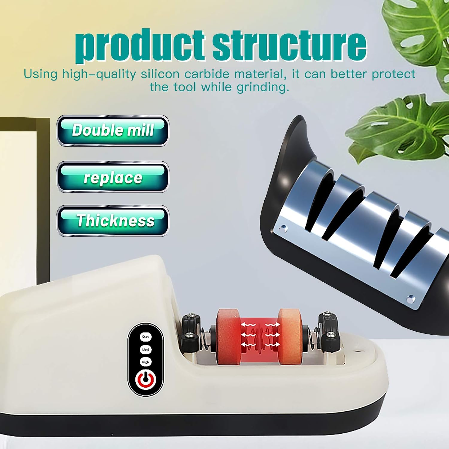 Electric Knife Sharpener, Multifunctional Electric Knife Scissor Sharpener for Home with Bevel Crude Fine Wide Notch - Image 5