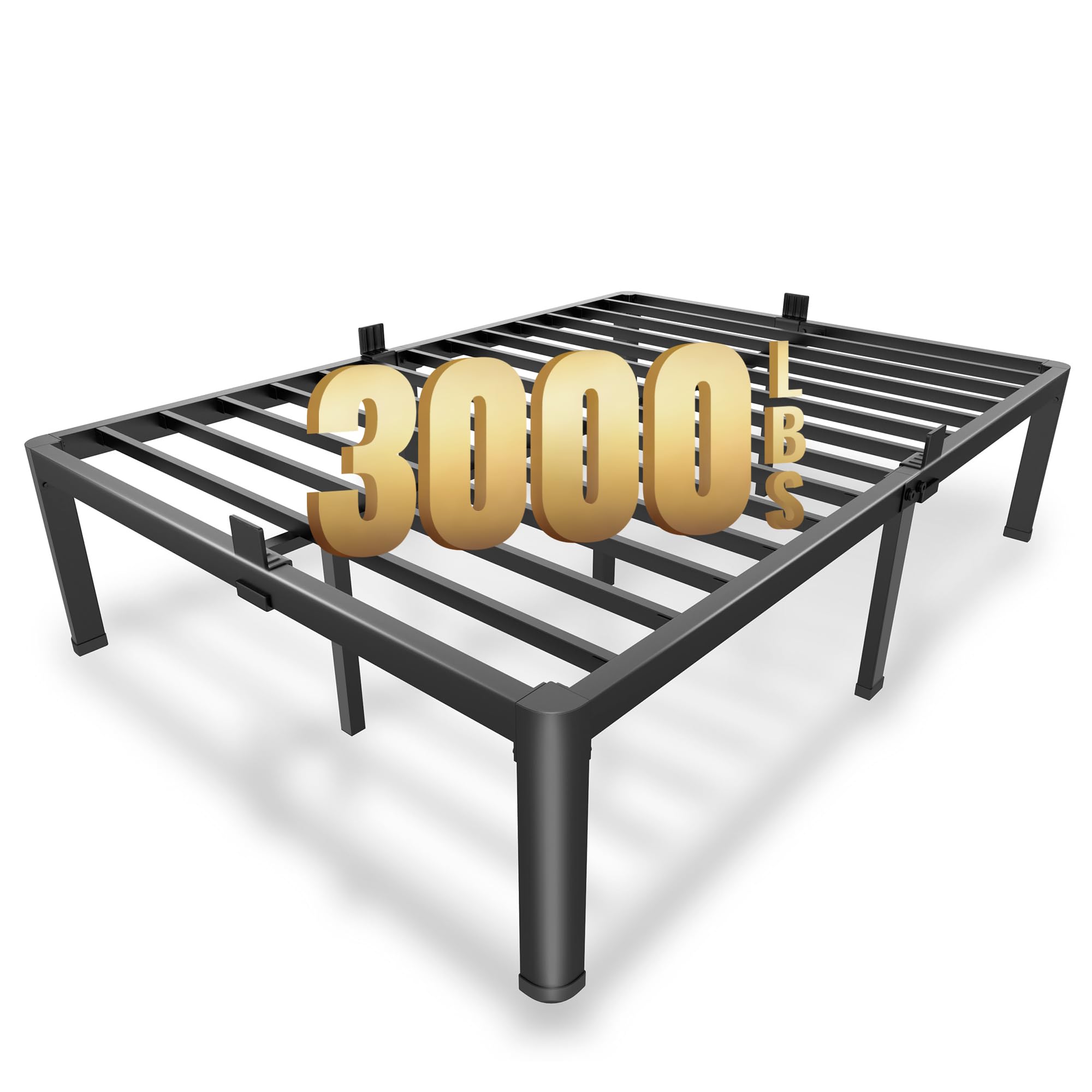 Photo 1 of MAF 14 Inch Full Size Metal Platform Bed Frame with Round Corner Legs, 3000 LBS Heavy Duty Steel Slats Support, Noise Free, No Box Spring Needed, Easy Assembly