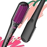 TYMO Ionic Hair Straightener Brush - Enhanced Ionic Straightening Brush with 16 Heat Levels for Frizz-Free Silky Hair, Anti-S