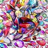 VADQZA 600PCS Mixed 12 Colors AB Colorful Gems Rhinestones Jewels for Crafts, Flatback Crystal Bedazzling Gemstones Rhinestone for Crafting Halloween Cosplay Party Embellishments Decorations