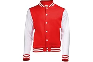 AWDis Hoods Varsity Letterman jacket Fire Red / White XL