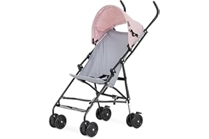 Dream On Me Aero Travel Umbrella Stroller, One-Hand Quick Fold, 3-Point Safety Harness, Dual Brakes, Adjustable Removable Canopy, Lightweight Compact & Space-Saving for Infants and Toddlers – Pink