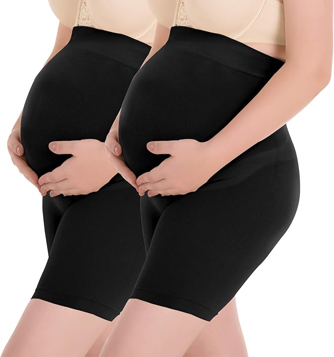 Surewin Women's Seamless Maternity Shapewear for Dress High Waist Over Bump Pregnancy Underwear