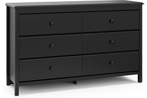 Storkcaft Alpine 6 Drawer Dresser (Black) – Stylish Storage Dresser Chest for Bedroom, 6 Spacious Drawers with Handles, Coord