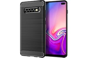 Aikcks for Samsung Galaxy S10+Plus 5G Phone case, Shockproof, Scratch Resistant Carbon Fiber Jacket, Soft TPU, for Galaxy S10+Plus 5G case (Black,)