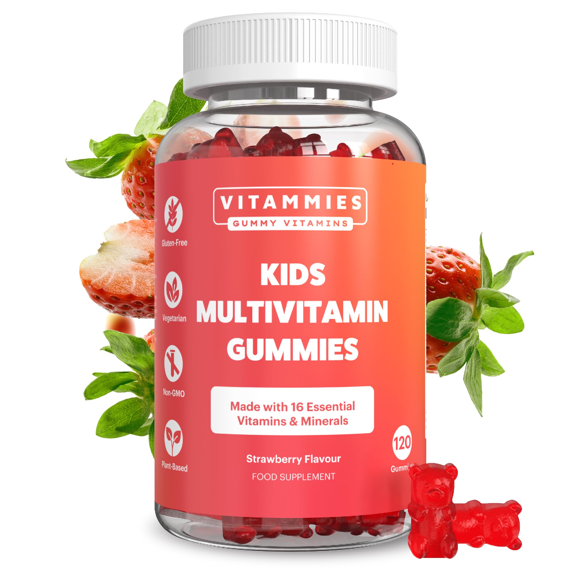 Vitammies Vegan Kids Vitamins | Kids Multivitamin Gummies | 4 Month Supply | 16 Essential Nutrients | Vitamin C, A, D3, B2, B6, B12, E, K, Biotin, Iodine, Zinc & More | Non-GMO | Chewable | GMP