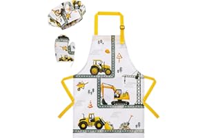 WERNNSAI Kids Apron Set for Girls Boys - Art Cooking Apron with Hat Oven Mittens