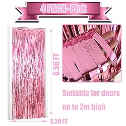 HalloweenDecorate 4 Pack Pink Foil Fringe Curtain