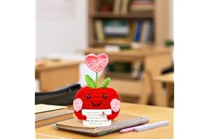 Mini Positive Apple Crochet with Card, Teacher Appreciation Gifts for Women, Thank You Gift for Teachers Day Birthday Graduat