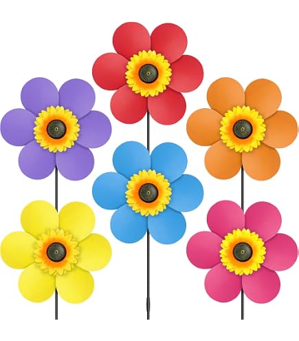 In The Breeze Sonnenblumen-Spinner Blau Psychedelisch, 40,6 Cm Mit Blättern – Garten-Deko