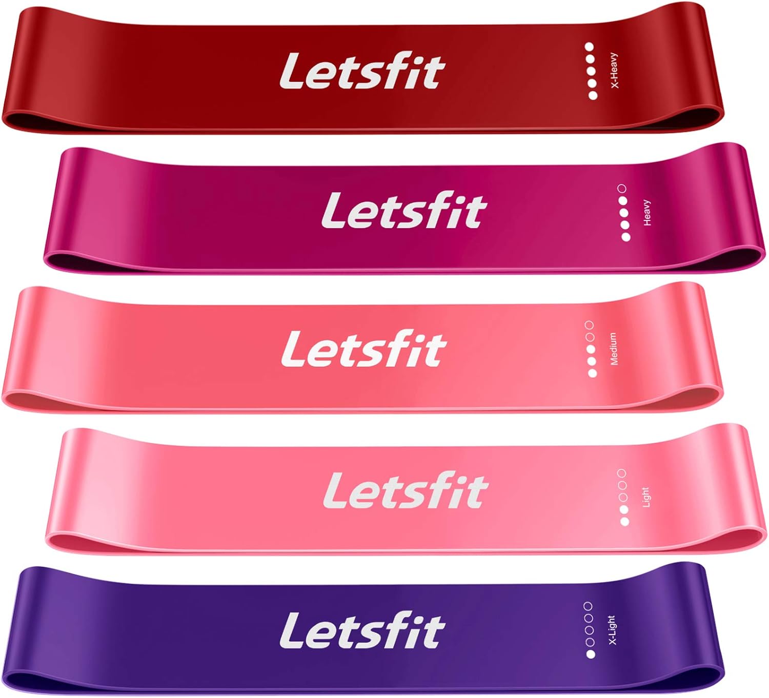 Letsfit Resistance Loop Bands, Resistance Exercise Bands for Home Fitness, Stretching, Strength Training, Physical Therapy, Natural Latex Workout Bands, Pilates Flexbands : Sports & Outdoors