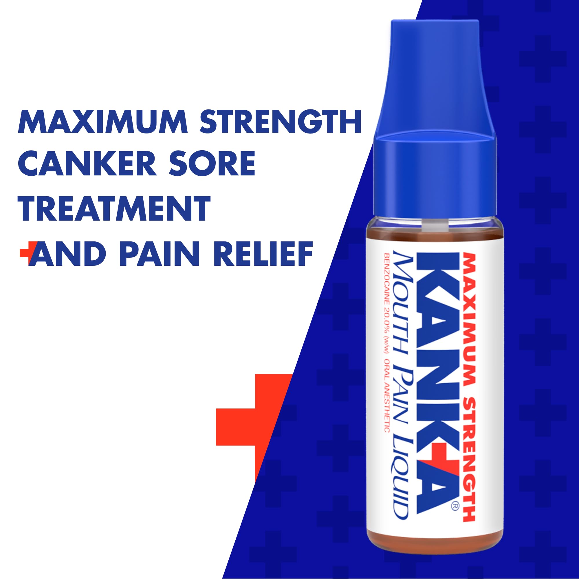 Kank-A Mouth Pain Liquid, Maximum Strength, 0.33 Fl Oz, Canker Sore Medicine, Includes Applicator, Forms Protective Coating for Mouth Sores, Maximum Pain Relief, 1 Pack