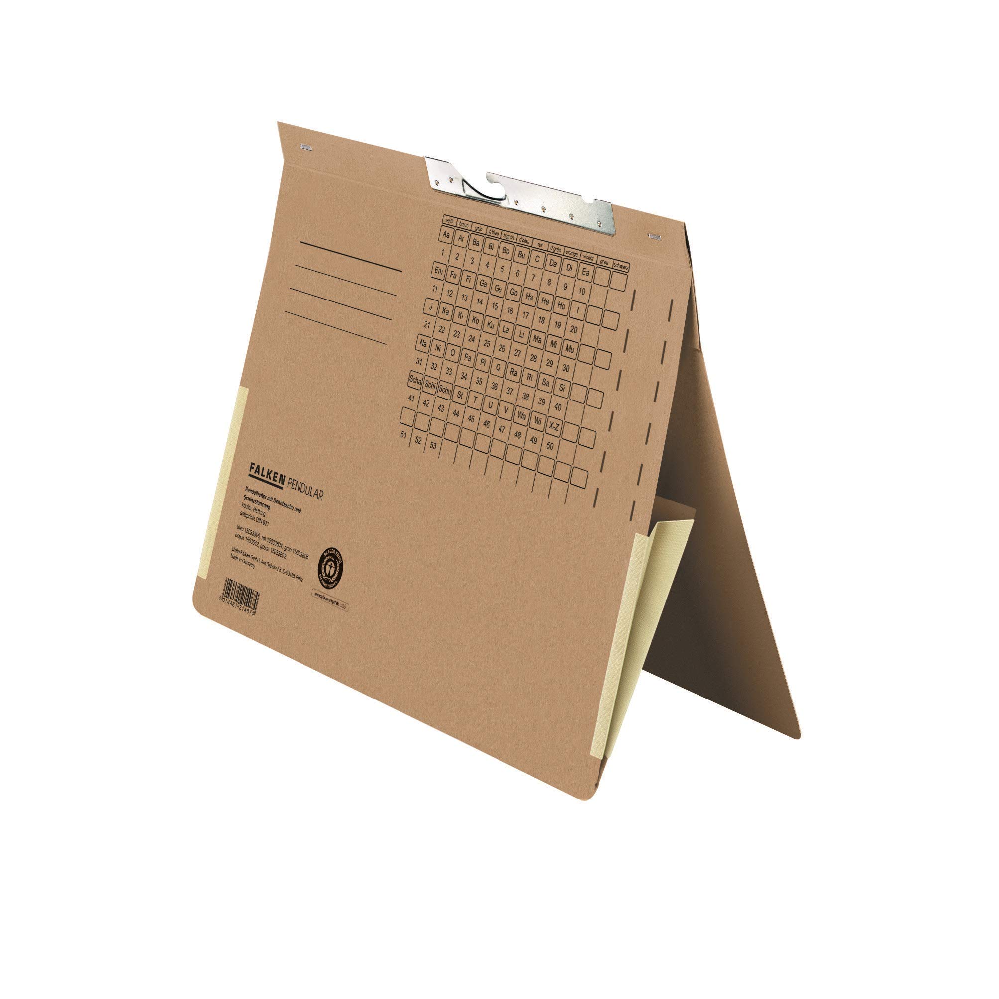 Exacompta - Ref 15035420000F - FALKEN - Pendular Pendel Top-Down Flat Files with Index Slots - A4 (210 x 297mm) in Size, 320gsm Recycled Manilla - Buff (Pack of 50)