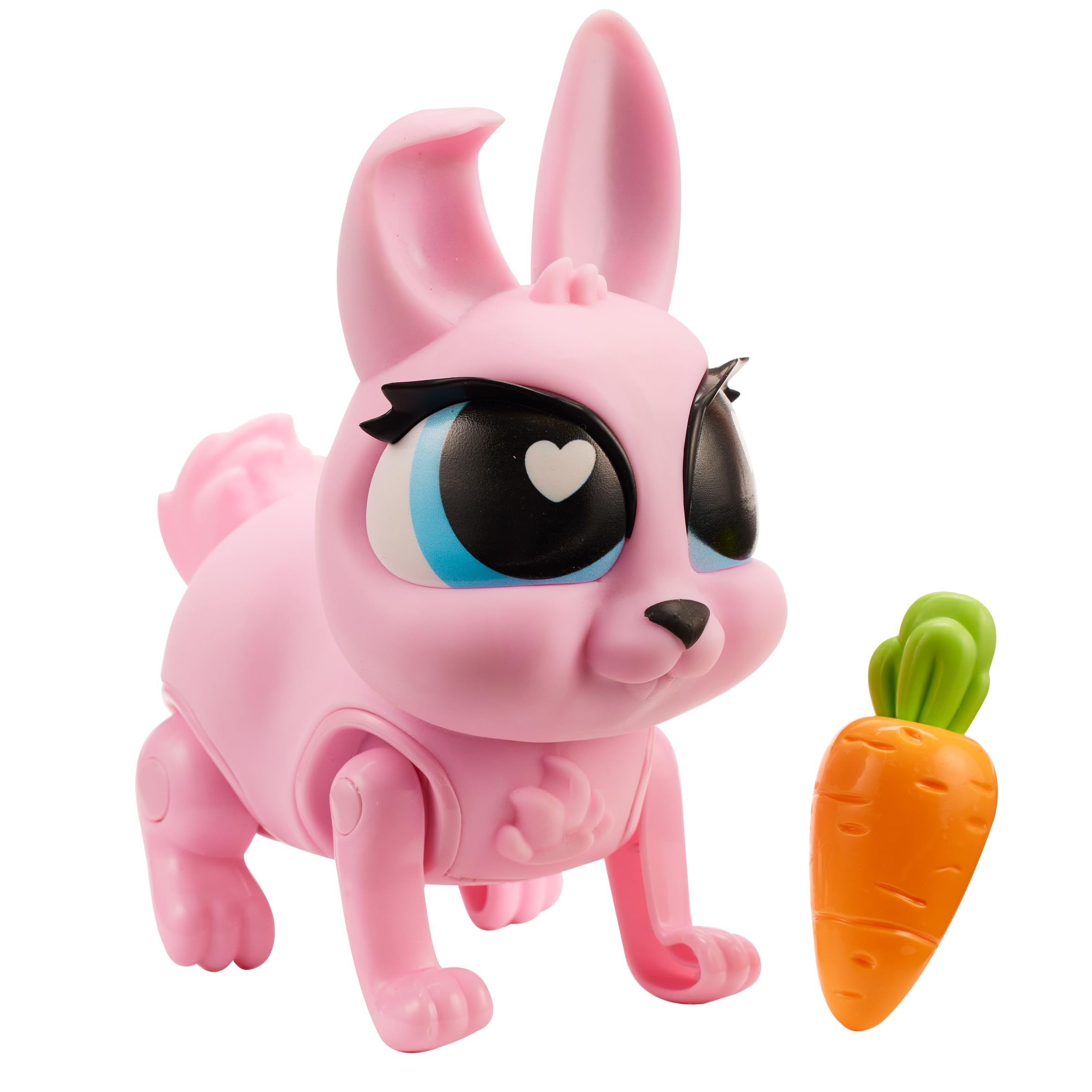 Jiggly Pets by Eolo JP014 Jiggly Pets Pixie The Rabbit with Jumping Movement inbuilt Sounds and Music Electronic and Interative Animal Carrot Toy for Feeding,Pink,Medium