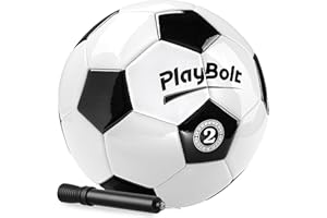 PlayBolt Soccer Ball Size 2/3/4 or 5 - Premium PVC Leather Cover - Youth Soccer Balls with Pump - Sports Training, Practice, Match & Game Ball for Kids, Toddlers, Teens & Adults (Pack of 1 or 4)