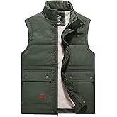 Flygo Men's Winter Warm Outdoor Padded Puffer Vest Thick Fleece Lined Sleeveless Jacket