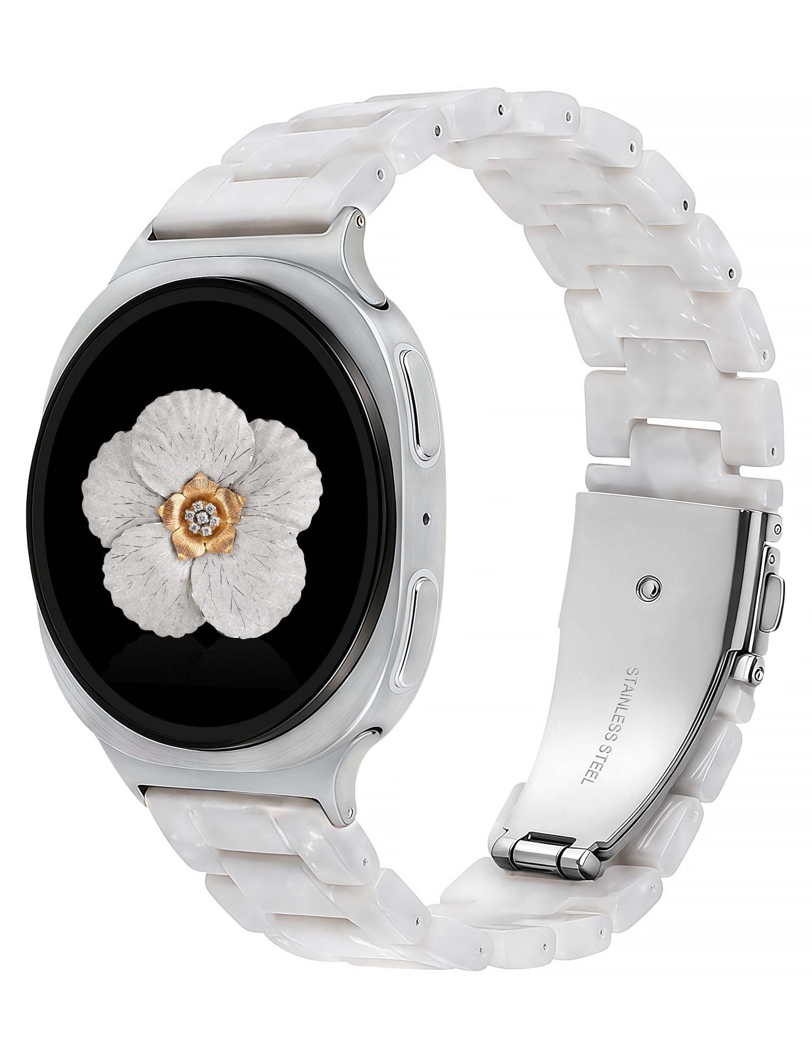 Wearlizer Resin Bands Compatible with Samsung Galaxy Watch 8 Band 40mm 44mm/Galaxy Watch 8 Classic 46mm, Dressy Lightweight Bracelet Strap Accessories for Galaxy Watch8 Women Men