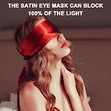AWAVM Silk Satin Blindfold 3Pcs Eye Mask Sleep Mask Black Red Rose view 2