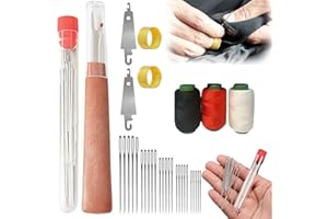 GENERIC Big Eye Steel Sewing Needles Kit, 2025 New Stainless Steel Needles for Hand Sewing, 34pcs Big Eye Steel Needles Set - Long & Thin Handmade Quilting & Sewing Needles Kit, for Beginners Daily Use