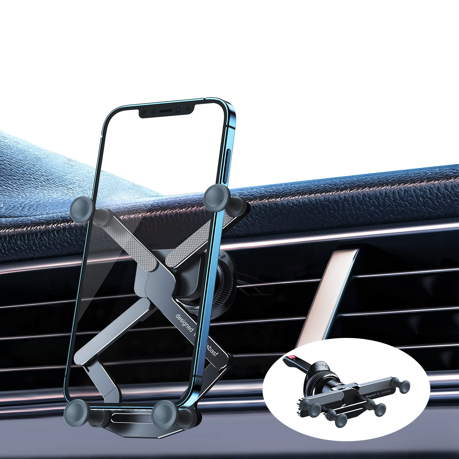 PANPHEN Car Phone Holder, Invisible Swivel Air Vent Phone Mount, Car Phone Holder for Cell Phones up to 7 Inches