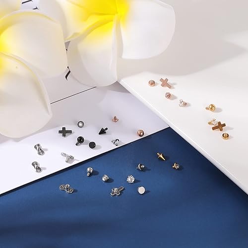 BodyAce 16g Crystal Micro Dermal Tops, Stainless Steel Dermal Base