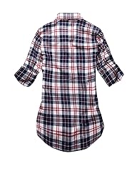 Match Womens Button Down Flannel Plaid Shirts roll