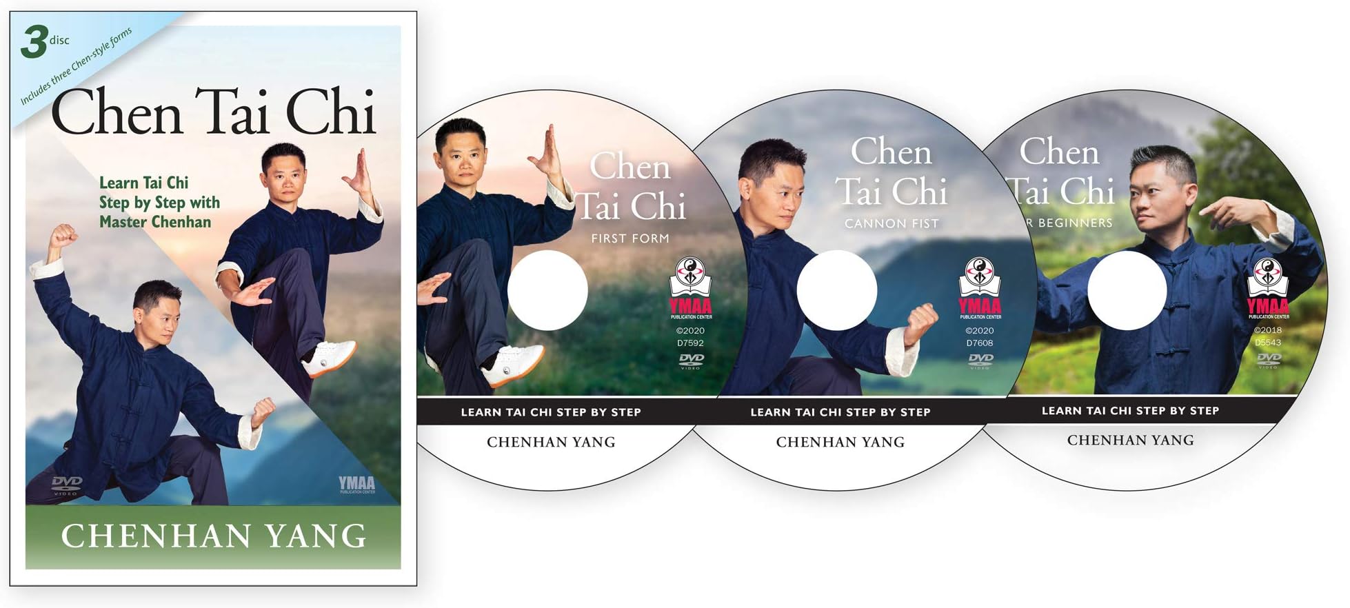 Chen Tai Chi 3-disc Bundle DVD Multipack (YMAA Tai Chi for Beginners) Chenhan Yang First Form, Cannon Fist and Demonstration Form