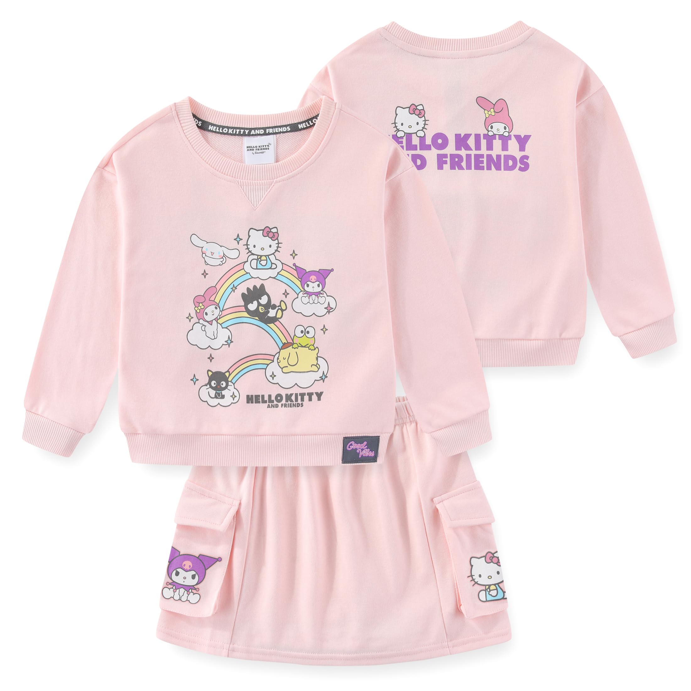 Photo 1 of Hello Kitty & Friends Sanrio Girls French Terry Sweatshirt and Skort Skirt 2 Piece Set for Big Kids
