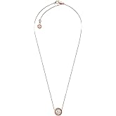 Michael Kors Logo Rose Gold-Tone and Crystal Pendant Necklace