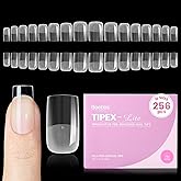 Beetles Tipex Lite Pre-Built Apex Gel Nail Tips, Square Short, 256pcs Value Pack, 16 Sizes, Flat-Nail Friendly Acrylic Tips for Natural Nail Beds, Easy for Beginner DIY