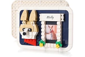Personalized Dog Cat Building Blocks Photo Frame Custom Pet Name Picture Building Bricks Memorial Gifts for Pet Lover Dogmom 