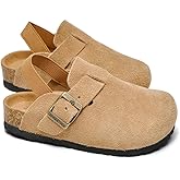 AFWIE Kids Genuine Leather Toddler Clogs,Clogs for Boys Girls Cork Footbed Arch Support Slip Resistant Mules Adjustable Buckle,Non-Slip Slippers,Sandals for Boys Girls