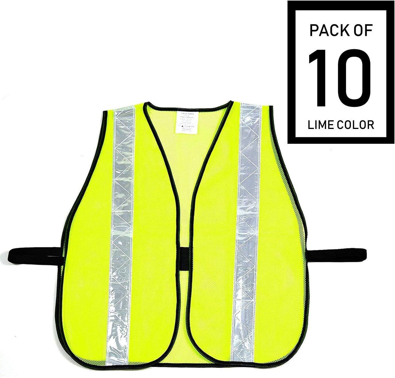 Troy Safety HiVis Vest with Reflective Stripes (10 Pack, Lime Green