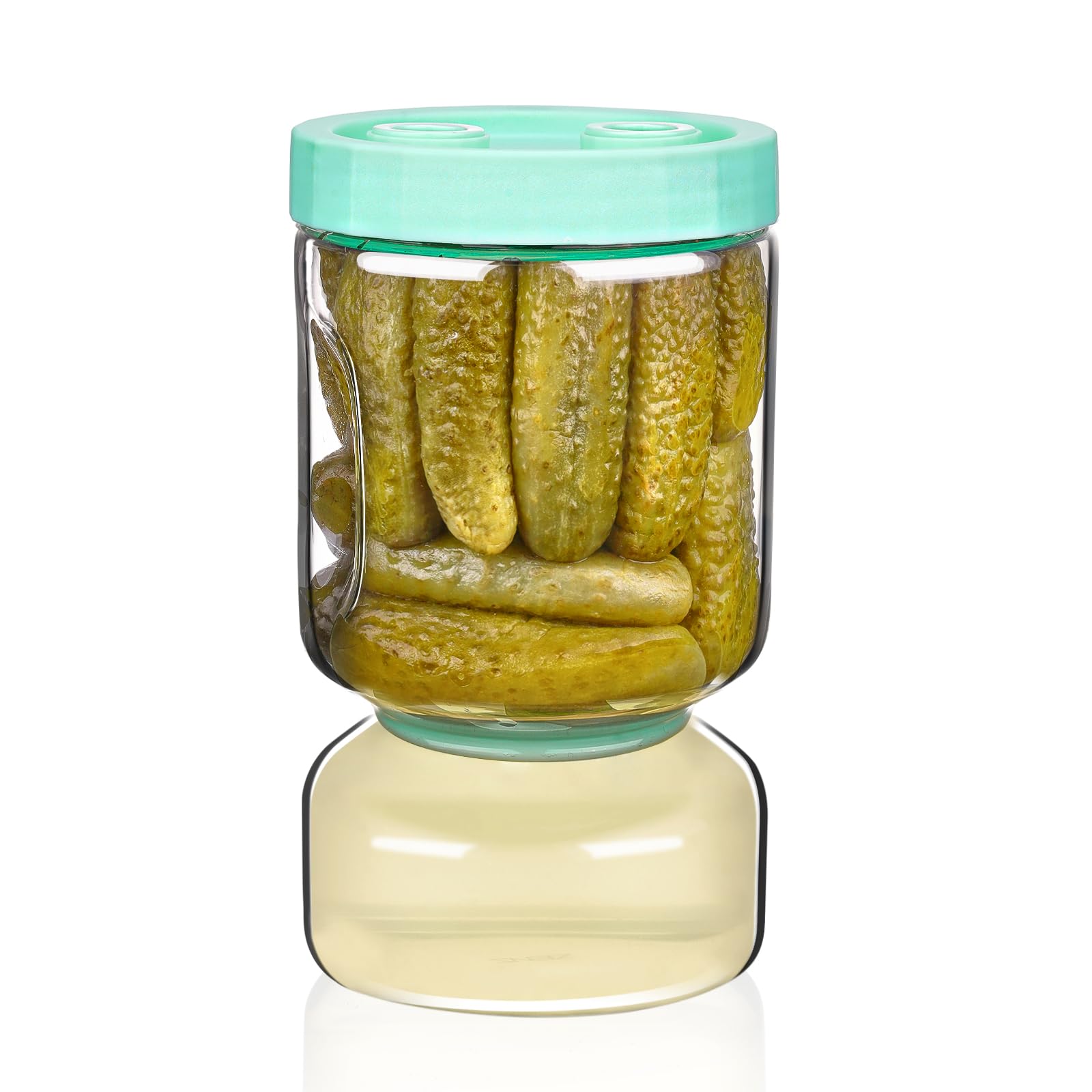 ZENS Pickle Jar with Strainer, 1500 ml Glass Flip Pickle Jar for Pickle Juice Separator, Hourglass Pickling Jars Pickle Storage Container Leak-proof for Gherkin Olive, Gifts for Women, Blue