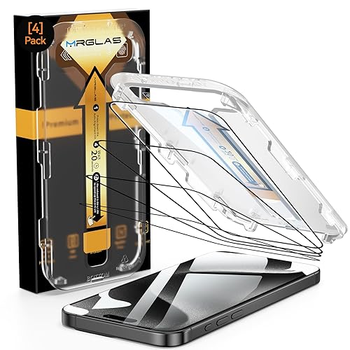 MRGLAS 4-Pack Screen Protector for iPhone 15 Pro Max [Auto